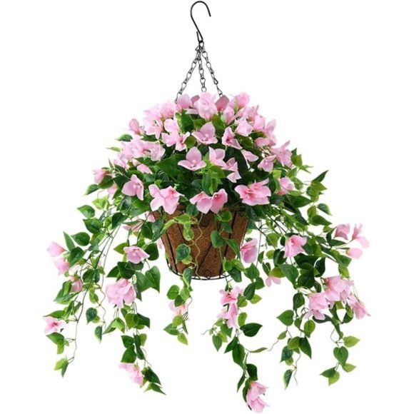ArtificialVine Plant Hanging Basket,Hanging Basket Silk HangingFlowers in Basket - Picture 1 of 6